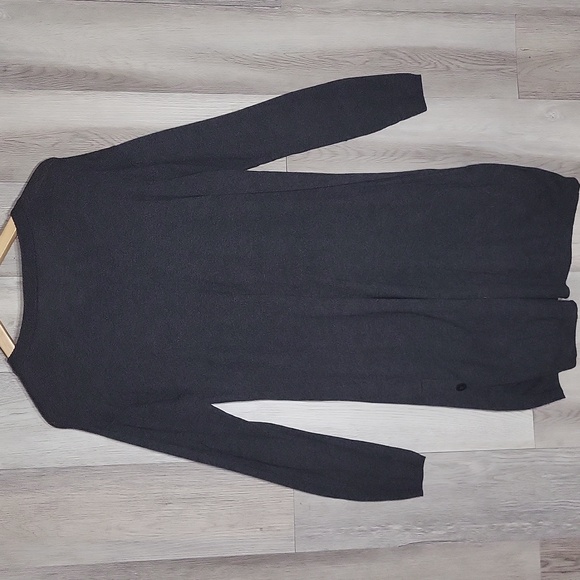 J Jill Womens S Wool Blend Duster Cardigan Sweater Long Line Charcoal Pockets - Picture 5 of 8